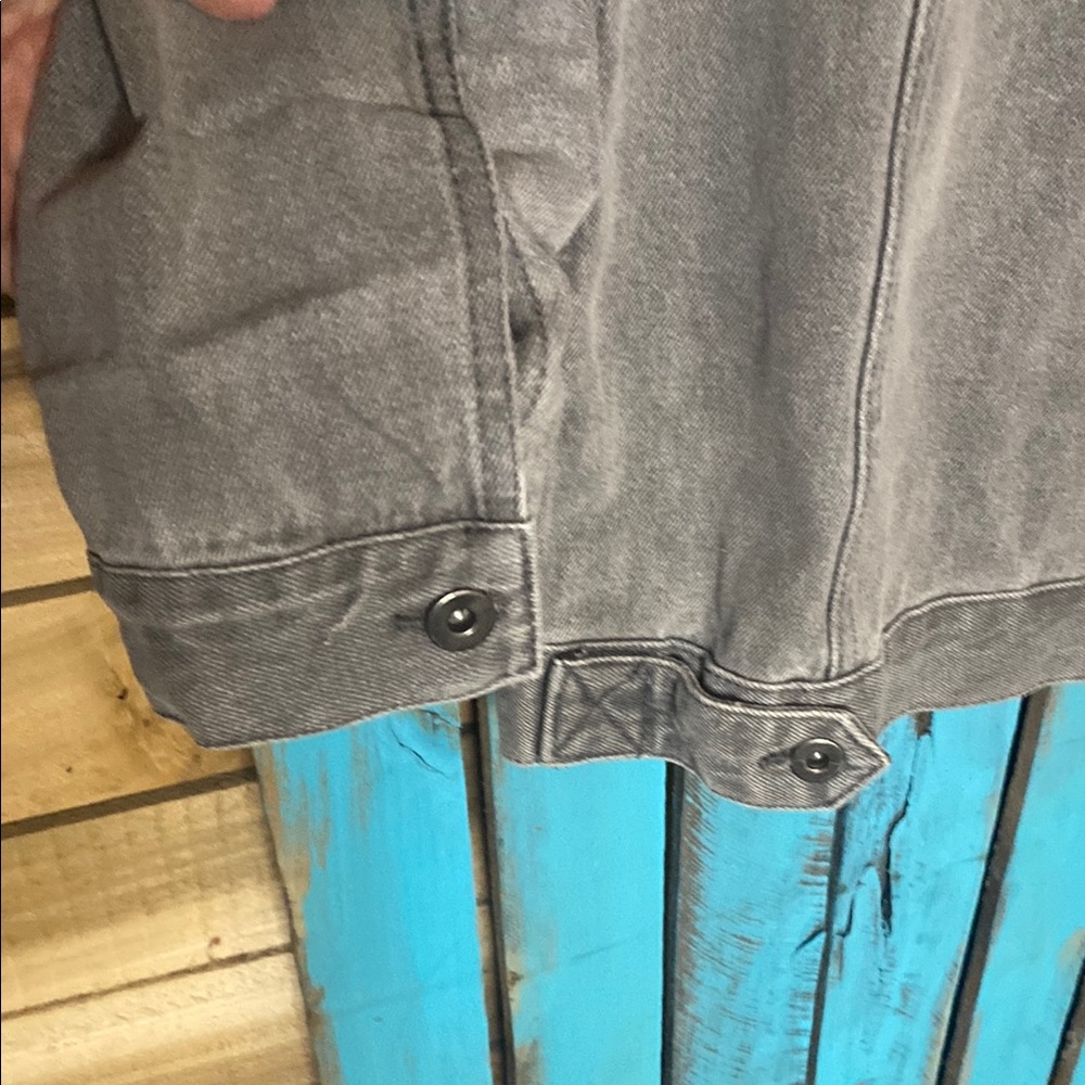 Gray Denim Jacket with Graphic Design Old English Ex Nihilo Another Influence M - Picture 4 of 8